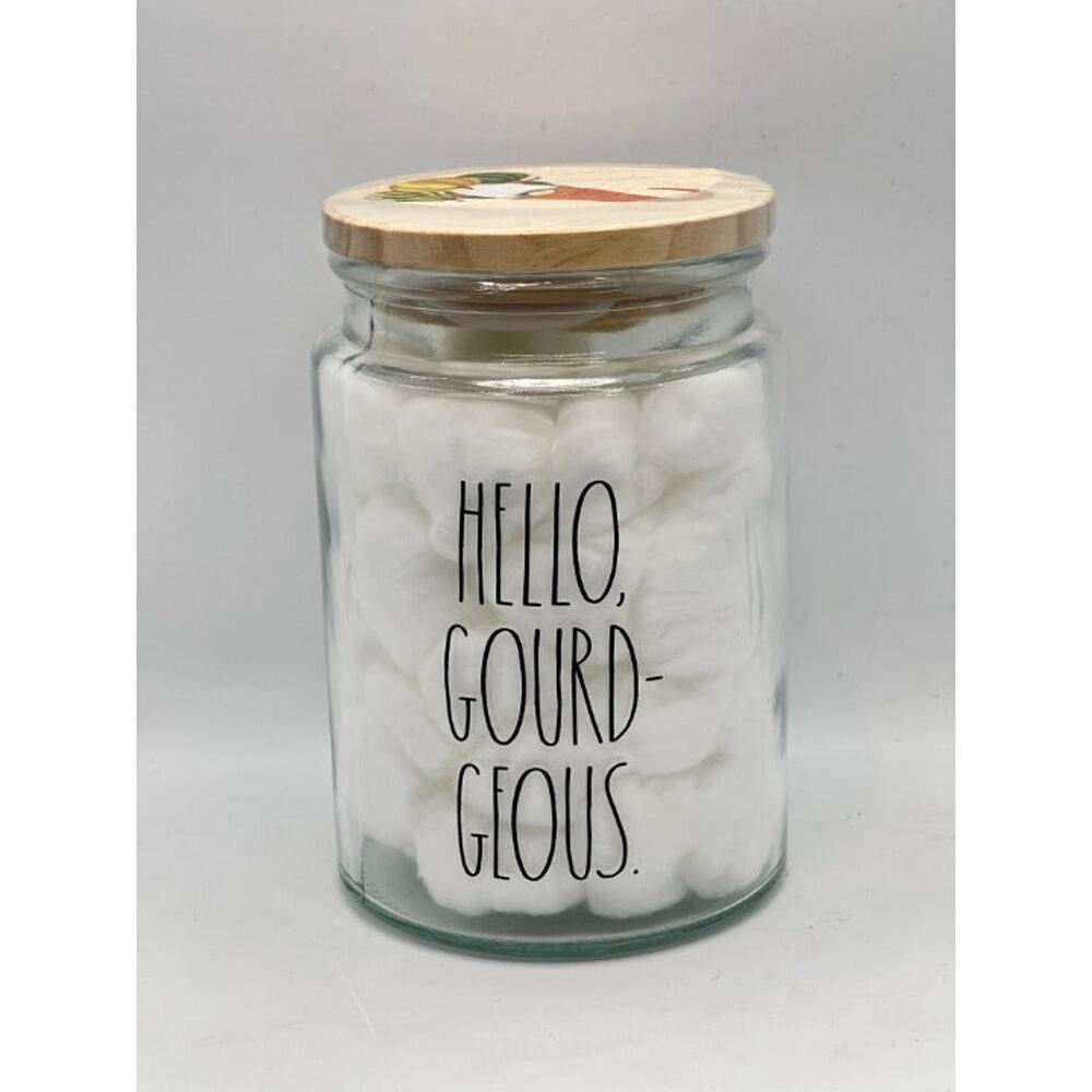 Rae Dunn Cotton Balls Jar- Hello Gourd-geous
